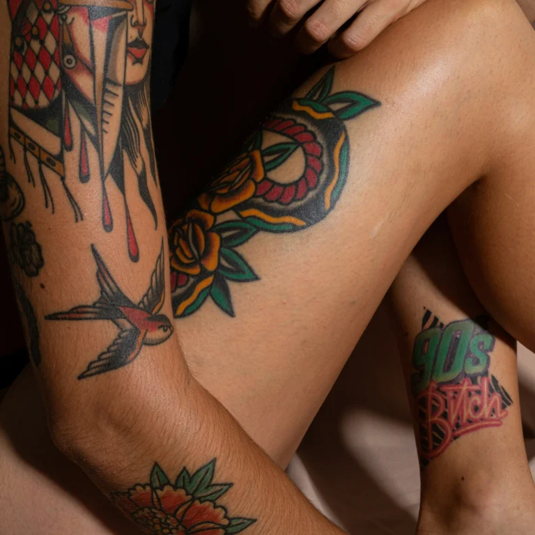 Traditional swallows and flash on the legs