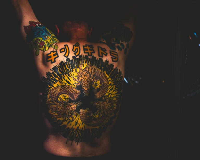 Full back piece in black and colour