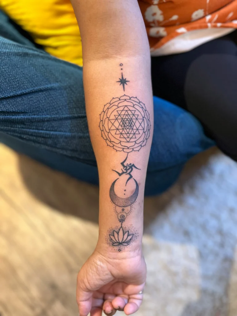 Sacred geometry running down a forearm